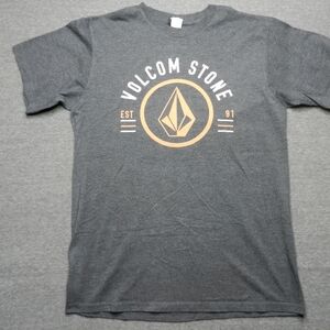 Y2K Volcom Stone Tee T Shirt Adult Medium Gray Orange Logo Est 91 Tee